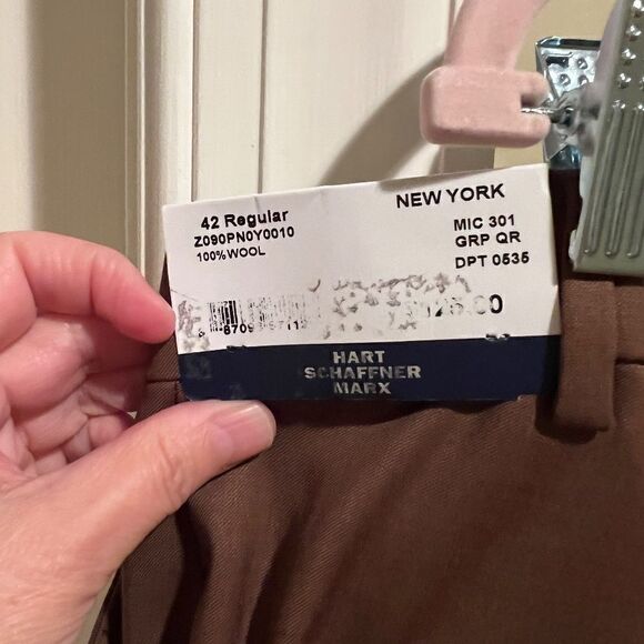 NWT Men's Hart Schaffner Marx New York Fit Wool Dress Pants Brown Size 42 - Picture 6 of 6